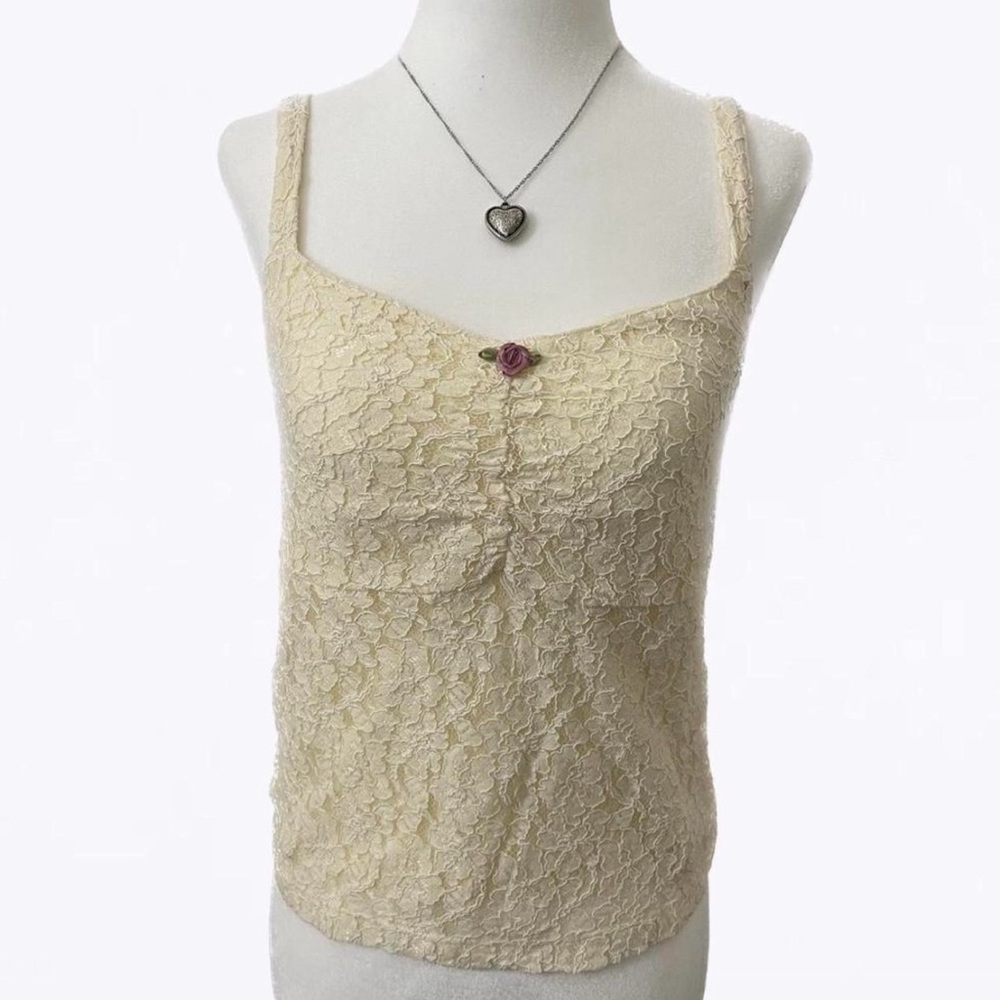 Cream Lace Tank Top